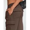imageAUTOMET Womens Cargo Sweatpants Wide Leg Fleece Lined Y2k Pants Fall Winter Baggy Joggers with PocketsCoffee