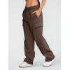 imageAUTOMET Womens Cargo Sweatpants Wide Leg Fleece Lined Y2k Pants Fall Winter Baggy Joggers with PocketsCoffee