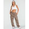 imageAUTOMET Womens Cargo Sweatpants Wide Leg Fleece Lined Y2k Pants Fall Winter Baggy Joggers with PocketsCoffeegrey