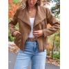 imageAUTOMET Womens Faux Leather Jackets Suede Fall Fashion 2025 Outfits Winter Clothes Open Front Cropped Coat OutwearGreen