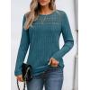 imageAUTOMET Womens Lace Long Sleeve Shirt Fall Top Fashion Dreesy Casual Tunic Sweaters Mesh Clothes Trendy Work Cute OutfitsTeal
