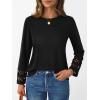 imageAUTOMET Womens Long Sleeve Fall Fashion Tops Ladies Casual Crewneck Loose Fit Outfits Lightweight Shirts Eyelet Tee 2025Black