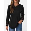 imageAUTOMET Womens Long Sleeve Fall Fashion Tops Ladies Casual Crewneck Loose Fit Outfits Lightweight Shirts Eyelet Tee 2025Black