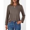 imageAUTOMET Womens Long Sleeve Fall Fashion Tops Ladies Casual Crewneck Loose Fit Outfits Lightweight Shirts Eyelet Tee 2025Coffeegrey