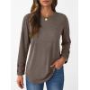 imageAUTOMET Womens Long Sleeve Fall Fashion Tops Ladies Casual Crewneck Loose Fit Outfits Lightweight Shirts Eyelet Tee 2025Coffeegrey
