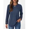 imageAUTOMET Womens Long Sleeve Fall Fashion Tops Ladies Casual Crewneck Loose Fit Outfits Lightweight Shirts Eyelet Tee 2025Darkblue