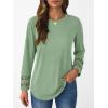 imageAUTOMET Womens Long Sleeve Fall Fashion Tops Ladies Casual Crewneck Loose Fit Outfits Lightweight Shirts Eyelet Tee 2025Lightgreen