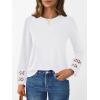 imageAUTOMET Womens Long Sleeve Fall Fashion Tops Ladies Casual Crewneck Loose Fit Outfits Lightweight Shirts Eyelet Tee 2025White