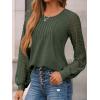 imageAUTOMET Womens Long Sleeve Shirts Business Casual Dressy Tops Lace Crewneck Work Trendy Fall Fashion Outfits ClothesArmygreen