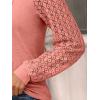 imageAUTOMET Womens Long Sleeve Shirts Business Casual Dressy Tops Lace Crewneck Work Trendy Fall Fashion Outfits ClothesCoral