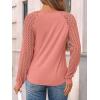 imageAUTOMET Womens Long Sleeve Shirts Business Casual Dressy Tops Lace Crewneck Work Trendy Fall Fashion Outfits ClothesCoral