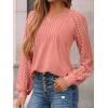 imageAUTOMET Womens Long Sleeve Shirts Business Casual Dressy Tops Lace Crewneck Work Trendy Fall Fashion Outfits ClothesCoral