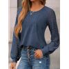 imageAUTOMET Womens Long Sleeve Shirts Business Casual Dressy Tops Lace Crewneck Work Trendy Fall Fashion Outfits ClothesDarkblue