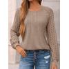 imageAUTOMET Womens Long Sleeve Shirts Business Casual Dressy Tops Lace Crewneck Work Trendy Fall Fashion Outfits ClothesKhaki