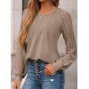 imageAUTOMET Womens Long Sleeve Shirts Business Casual Dressy Tops Lace Crewneck Work Trendy Fall Fashion Outfits ClothesKhaki