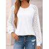 imageAUTOMET Womens Long Sleeve Shirts Business Casual Dressy Tops Lace Crewneck Work Trendy Fall Fashion Outfits ClothesWhite