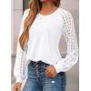 imageAUTOMET Womens Long Sleeve Shirts Business Casual Dressy Tops Lace Crewneck Work Trendy Fall Fashion Outfits ClothesWhite