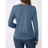 imageAUTOMET Womens Long Sleeve Shirts Business Casual Tops Ruched Fall Trendy Tshirt 2025Blue