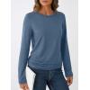 imageAUTOMET Womens Long Sleeve Shirts Business Casual Tops Ruched Fall Trendy Tshirt 2025Blue