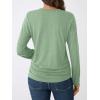 imageAUTOMET Womens Long Sleeve Shirts Business Casual Tops Ruched Fall Trendy Tshirt 2025Lightgreen