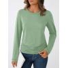imageAUTOMET Womens Long Sleeve Shirts Business Casual Tops Ruched Fall Trendy Tshirt 2025Lightgreen