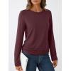 imageAUTOMET Womens Long Sleeve Shirts Business Casual Tops Ruched Fall Trendy Tshirt 2025Winered