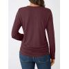 imageAUTOMET Womens Long Sleeve Shirts Business Casual Tops Ruched Fall Trendy Tshirt 2025Winered