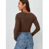 imageAUTOMET Womens Long Sleeve Shirts Fall Outfits Fashion Tops V Neck Ribbed Basic Casual Clothes Winter UnderscrubBrown