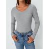 imageAUTOMET Womens Long Sleeve Shirts Fall Outfits Fashion Tops V Neck Ribbed Basic Casual Clothes Winter UnderscrubGrey