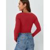 imageAUTOMET Womens Long Sleeve Shirts Fall Outfits Fashion Tops V Neck Ribbed Basic Casual Clothes Winter UnderscrubRed