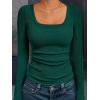 imageAUTOMET Womens Long Sleeve Shirts Square Neck Tops Ribbed Knit Basic Teen Girls Crop Tops Fall Outfits Fashion Clothes 2025Darkgreen