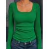 imageAUTOMET Womens Long Sleeve Shirts Square Neck Tops Ribbed Knit Basic Teen Girls Crop Tops Fall Outfits Fashion Clothes 2025Green