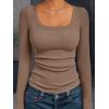 imageAUTOMET Womens Long Sleeve Shirts Square Neck Tops Ribbed Knit Basic Teen Girls Crop Tops Fall Outfits Fashion Clothes 2025Khaki