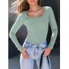imageAUTOMET Womens Long Sleeve Shirts Square Neck Tops Ribbed Knit Basic Teen Girls Crop Tops Fall Outfits Fashion Clothes 2025Sagegreen