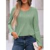 imageAUTOMET Womens Long Sleeve Tops Business Casual Crewneck Pleated Shirts Fall Fashion 2025 Blouses Trendy Basic Loose OutfitsGreen