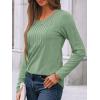 imageAUTOMET Womens Long Sleeve Tops Business Casual Crewneck Pleated Shirts Fall Fashion 2025 Blouses Trendy Basic Loose OutfitsGreen