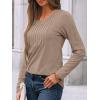 imageAUTOMET Womens Long Sleeve Tops Business Casual Crewneck Pleated Shirts Fall Fashion 2025 Blouses Trendy Basic Loose OutfitsKhaki