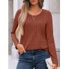 imageAUTOMET Womens Long Sleeve Tops Business Casual Crewneck Pleated Shirts Fall Fashion 2025 Blouses Trendy Basic Loose OutfitsMaple