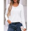 imageAUTOMET Womens Long Sleeve Tops Business Casual Crewneck Pleated Shirts Fall Fashion 2025 Blouses Trendy Basic Loose OutfitsWhite