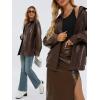 imageAUTOMET Womens Oversized Leather Jackets Faux Suede 2025 Fall Zip Up Motorcycle Coats Blazer Jackets for Women OutfitsBrown