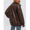 imageAUTOMET Womens Oversized Leather Jackets Faux Suede 2025 Fall Zip Up Motorcycle Coats Blazer Jackets for Women OutfitsBrown