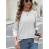 imageAUTOMET Womens Tops 34 Length Long Sleeve Shirts Fall Clothes Business Casual Dressy Blouse Loose Fit Basic Tee TrendyWhite