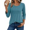 imageAUTOMET 34 Length Sleeve Womens Tops Casual Top Pleated Tunic Loose Fit Shirts Women Blouses Fall Outfits 2025Turquoise