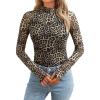 imageAUTOMET Lace Long Sleeve Floral Mesh Mockneck Going Out Tops for Women Fall Fashion Outfits 2025Leopardprint