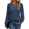 imageAUTOMET Long Sleeve Shirts for Women Business Casual Tops Dressy Blouses with Smocked CuffsNavy Blue