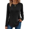 imageAUTOMET Long Sleeve Shirts for Women Casual Tops Loose Tunic Fashion 2025 Fall Crewneck Basic TeeBlack