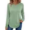 imageAUTOMET Long Sleeve Shirts for Women Casual Tops Loose Tunic Fashion 2025 Fall Crewneck Basic TeeGreen