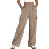 imageAUTOMET Womens Cargo Sweatpants Wide Leg Fleece Lined Y2k Pants Fall Winter Baggy Joggers with PocketsCoffeegrey