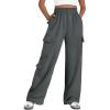imageAUTOMET Womens Cargo Sweatpants Wide Leg Fleece Lined Y2k Pants Fall Winter Baggy Joggers with PocketsDarkgrey