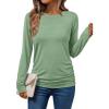 imageAUTOMET Womens Long Sleeve Shirts Business Casual Tops Ruched Fall Trendy Tshirt 2025Lightgreen